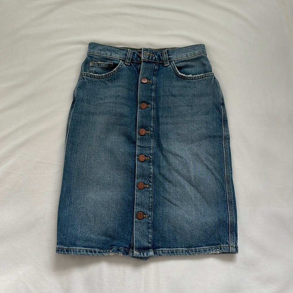Pilcro Blue Denim Midi Skirt